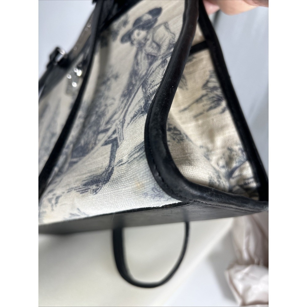 Brighton Martine Purse Black Croc Embossed Leather Canvas Blue Toile Shoulder - Picture 14 of 14